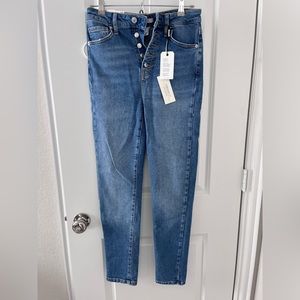 Button fly high rise jeans